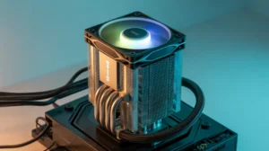 Clean the CPU fan and heatsink, reapply thermal paste, use larger and quieter fans, and manage airflow vibration.