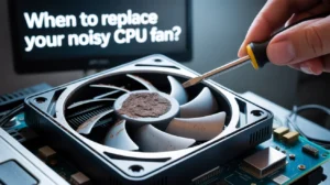 When your CPU fan makes loud grinding noises, vibrates too much, or doesn’t spin properly it’s time to replace it.